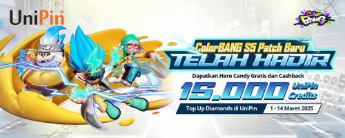 [S5 Patch ColorBANG] – Top Up Diamonds di UniPin & Raih Cashback 15.000 UniPin Credits + Hero Candy Gratis!